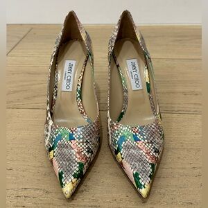 Jimmy Choo Multicolor Snakeskin Love 85 Pumps in Sunrise Mix
